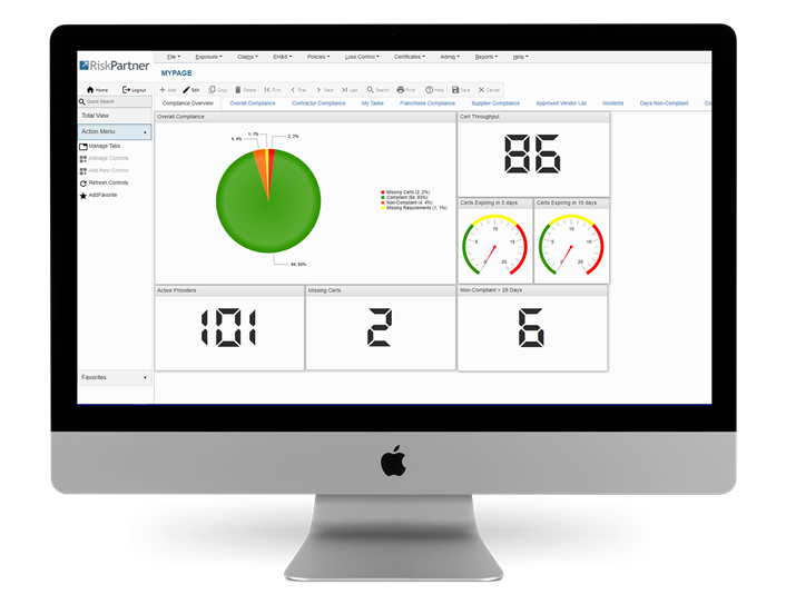 RiskPartner COI screenshot: RiskPartner COI dashboard