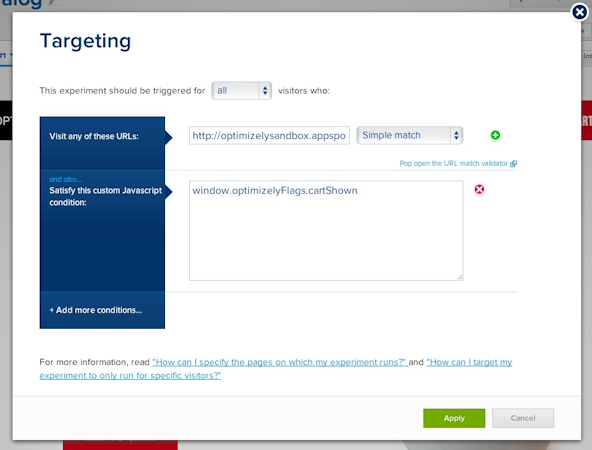 Optimizely screenshot: Target specific user segments when running experiments