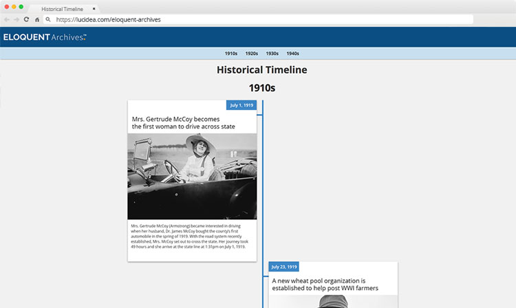 Eloquent Archives screenshot: Eloquent Archives historical timeline
