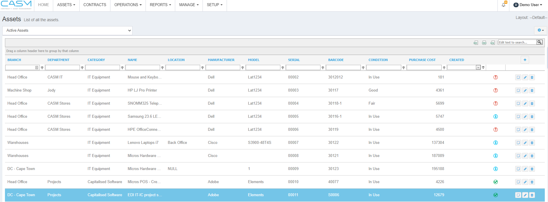 CASM Software - Asset View