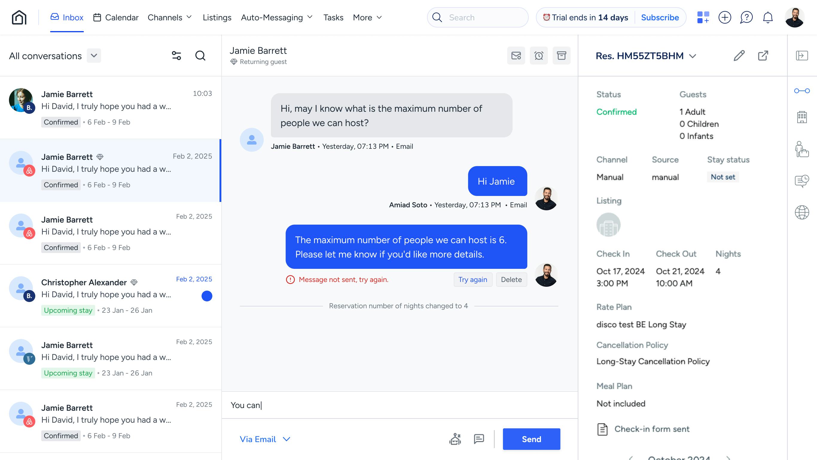 Guesty Lite Software - Simplify communication with one centralized inbox that brings all guest messages and booking details together in real time.