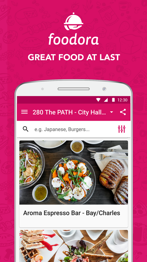 foodora screenshot: Food delivery app