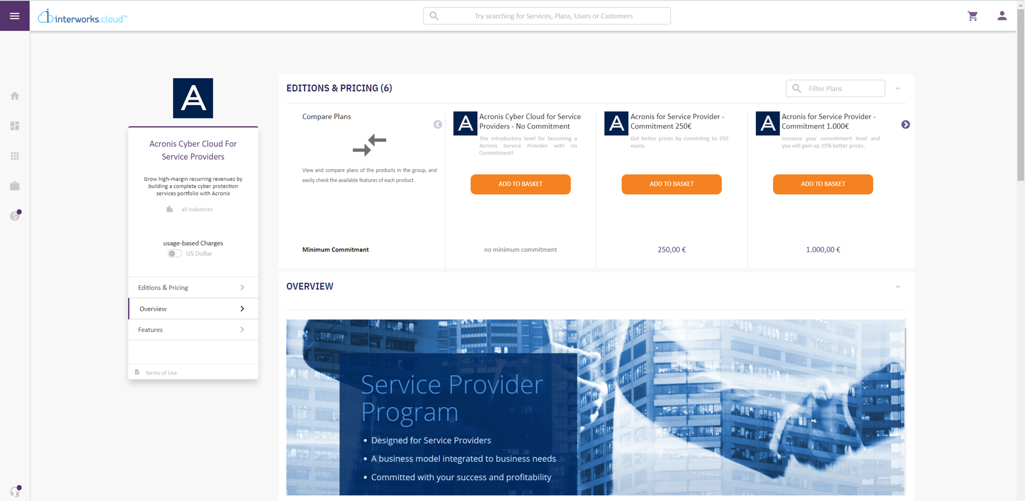 interworks.cloud marketplace ordering of a product