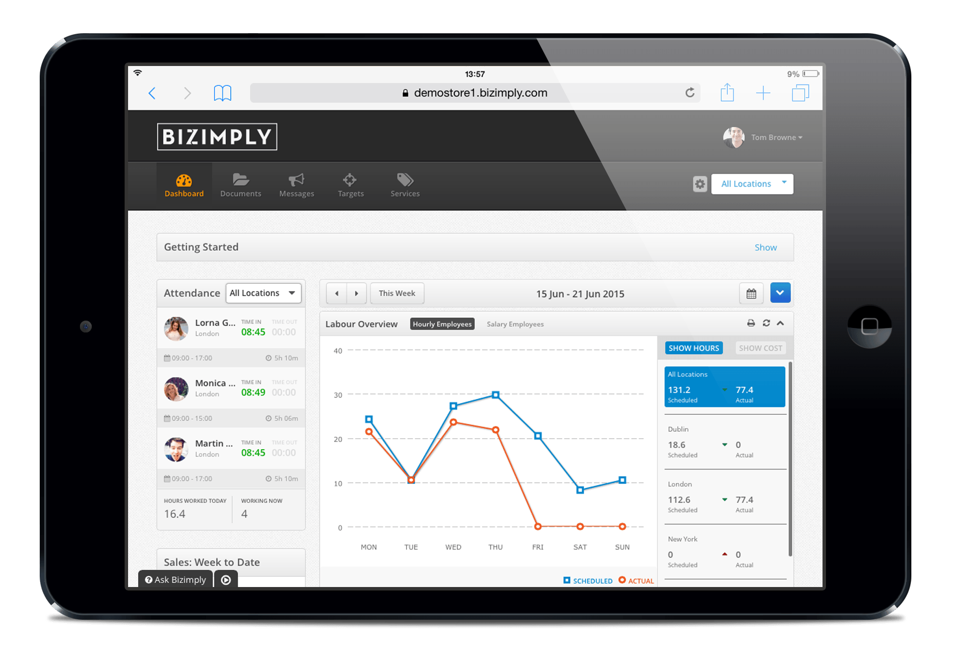 Bizimply Software - View live attendance and employee shift data by location