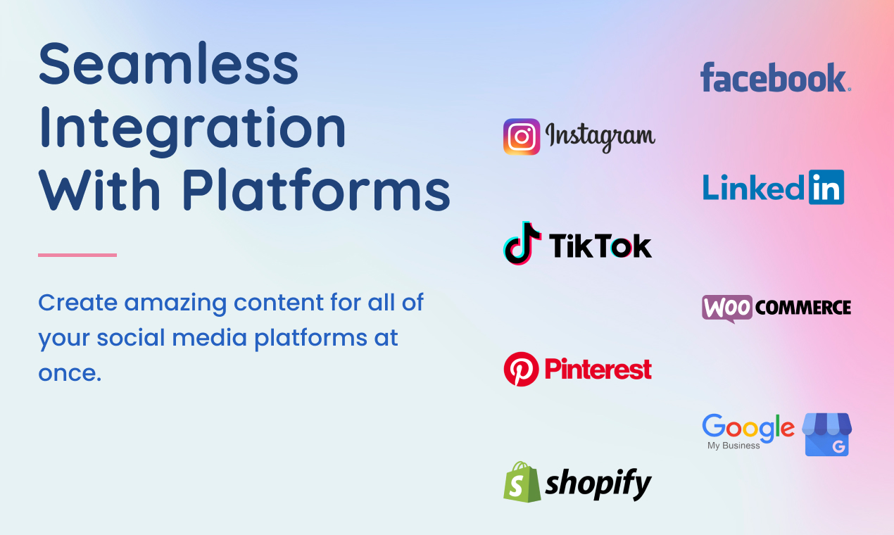 Get integrations for all social media and E-Commerce platforms within a single app.