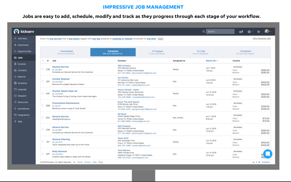 Kickserv Software - Job Management