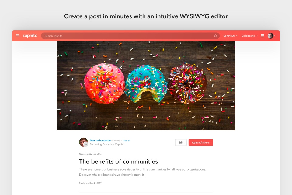 Publish written posts as well as multimedia content and documents