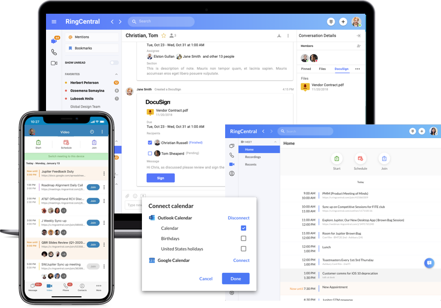 RingCentral MVP Software - Calendar and Contacts Integration