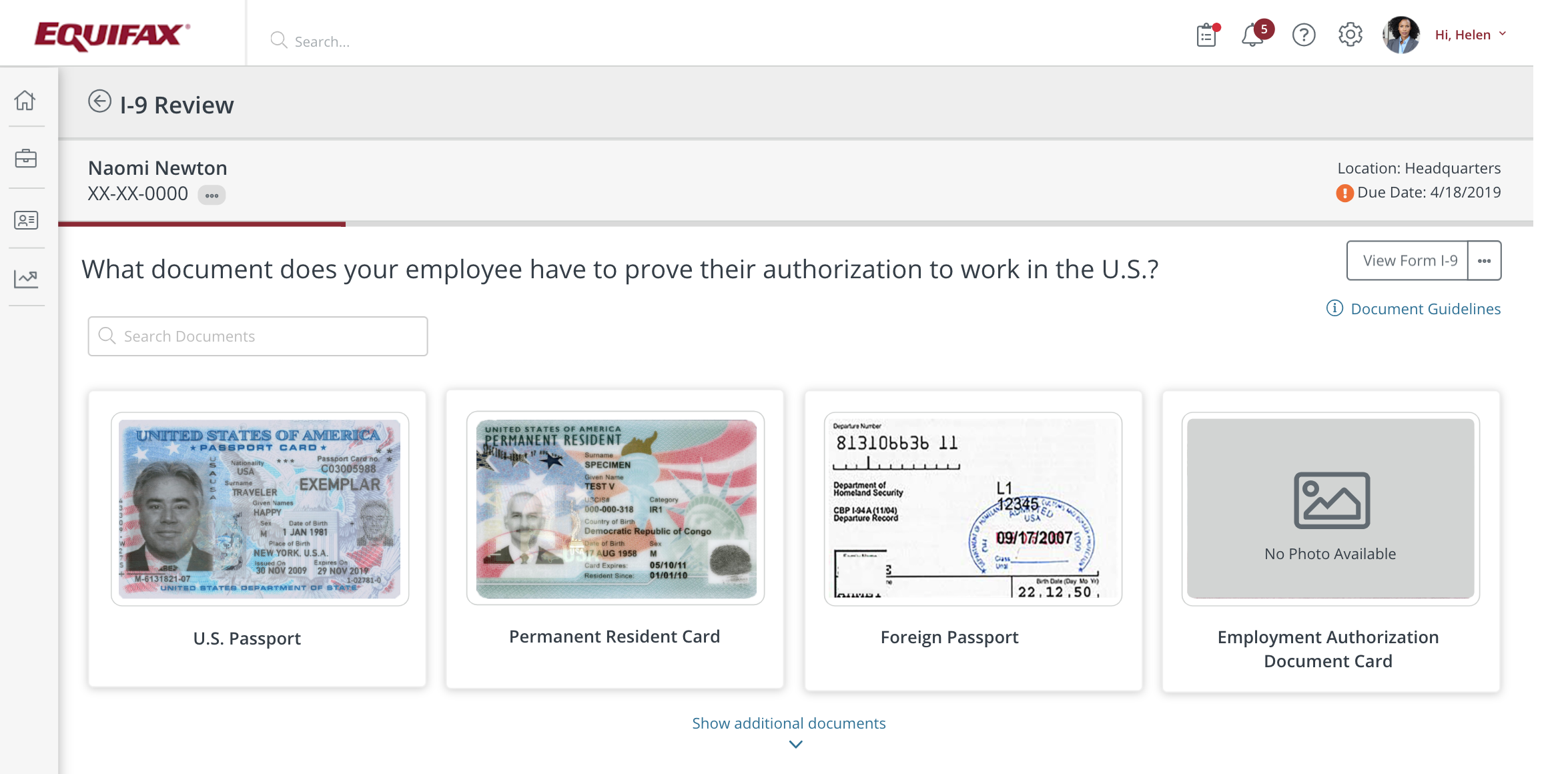 I-9 Management screenshot: I-9 Documents