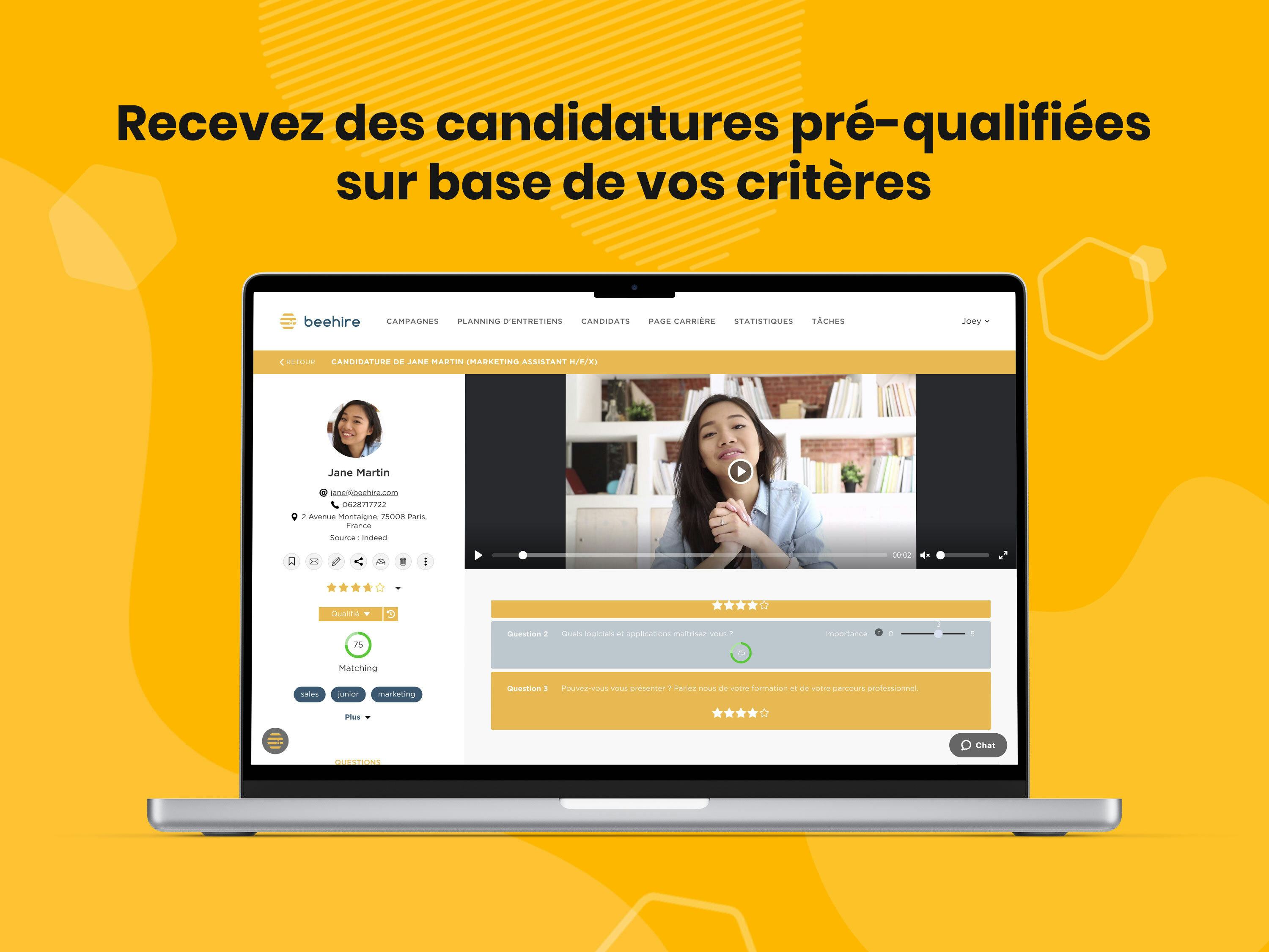 Beehire Software - Recieved pre-qualified resume according to your criterias