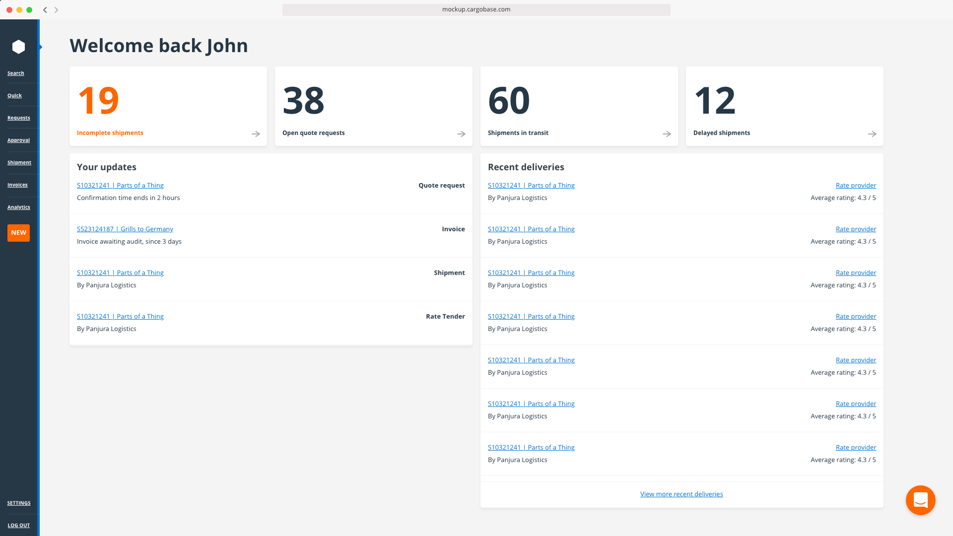 Cargobase Software - General Account Overview