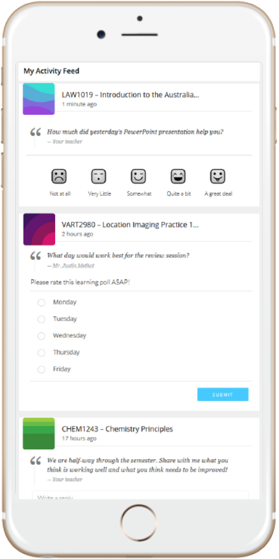 Bluepulse screenshot: Access personal activity feed