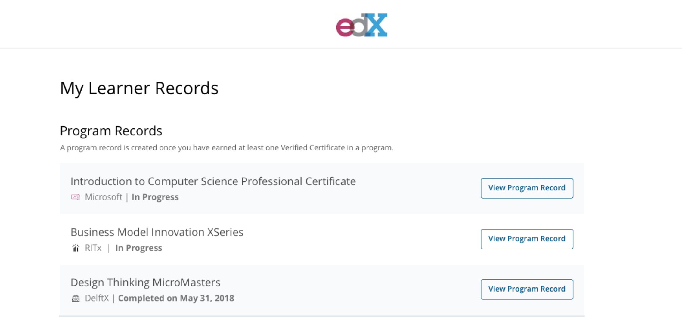 edX learner records