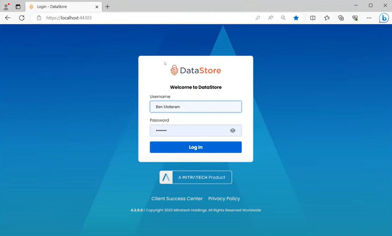 Mitratech DataStoreDSX Software - Mitratech DataStoreDSX login page
