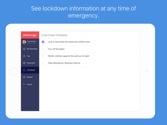 Staff are provided with step-by-step instructions for emergency lockdowns