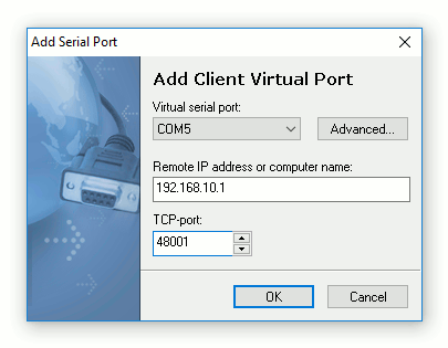 Serial Port Redirector adding client virtual port