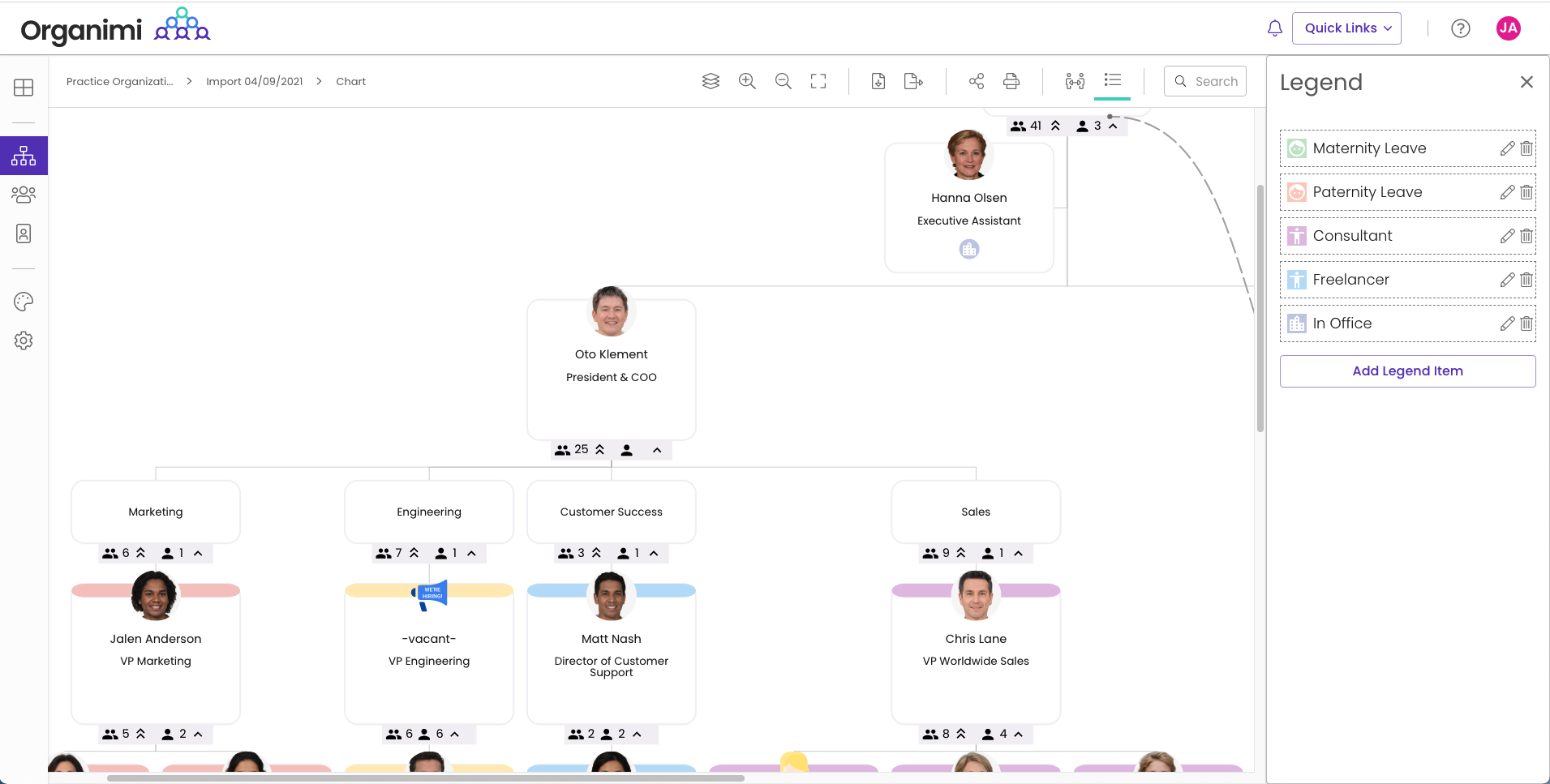 Org Chart View with SmartChart Legend