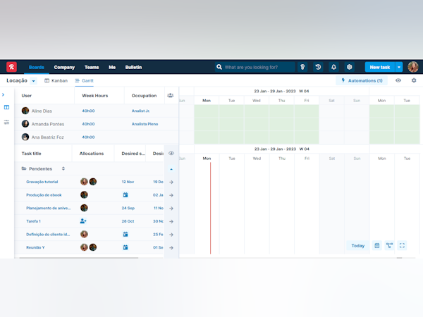 Runrun.it Software - With an interactive Gantt view, you will be able to determine whether or not a person has availability for new demands in a visual and simple way.