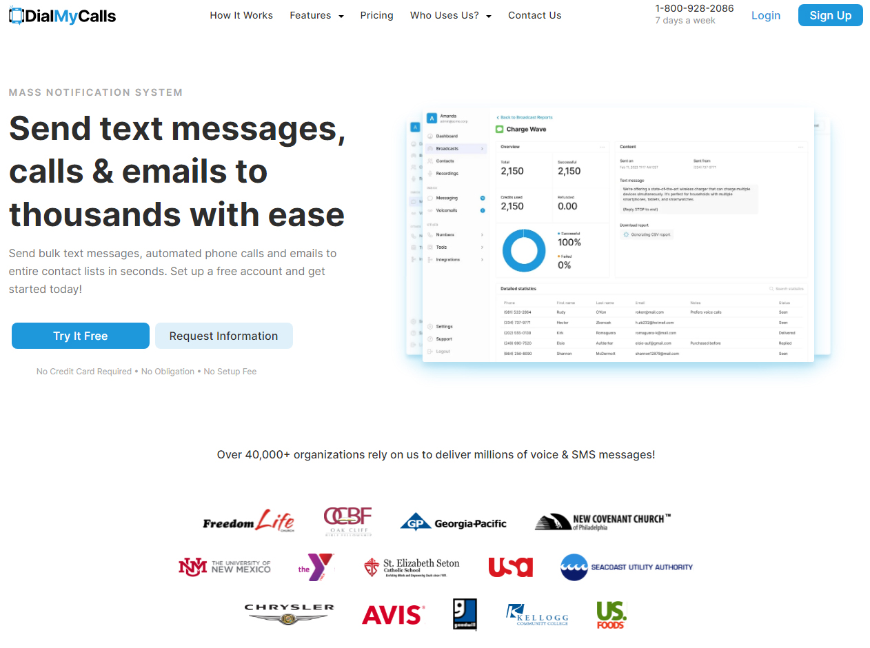 DialMyCalls screenshot: DialMyCalls Home Page