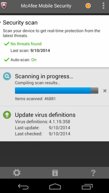 McAfee Mobile Security security scan