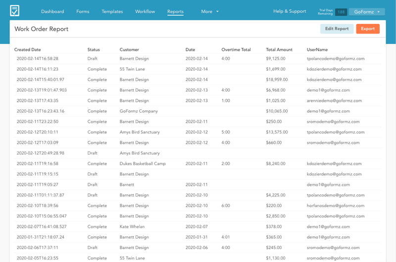 GoFormz Software - GoFormz reporting