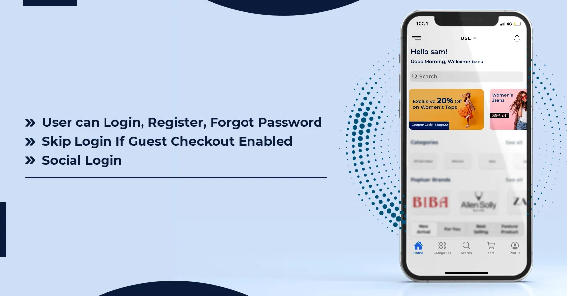 Magento 2 Mobile App Builder screenshot: User interface