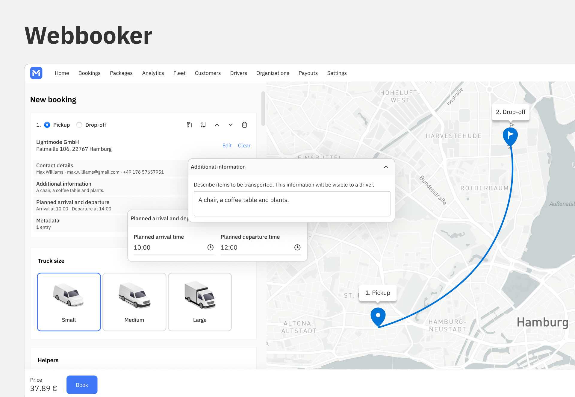 The Webbooker is a portal for customers to create and manage their bookings in a self-serving way.