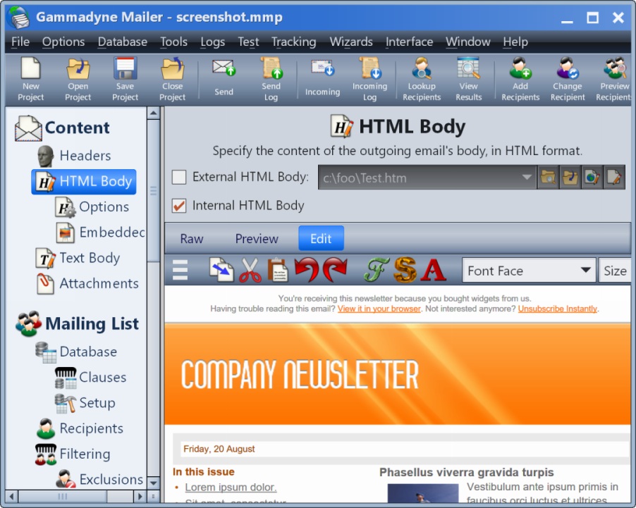 HTML editor