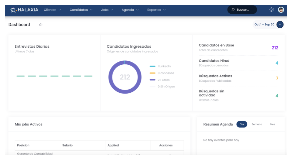 Halaxia screenshot: Dashboard