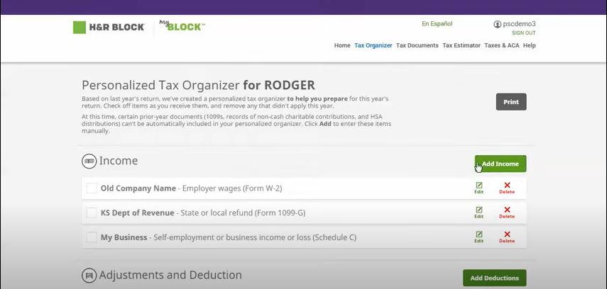 H&R Block tax manager
