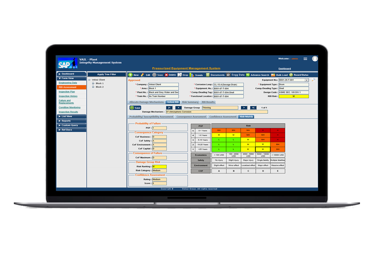 VAIL-PLANT RBI assessment