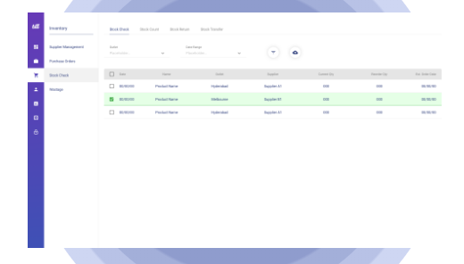 Check stock live at any time at any outlet, and receive and update stock through purchase orders and stock counts respectively