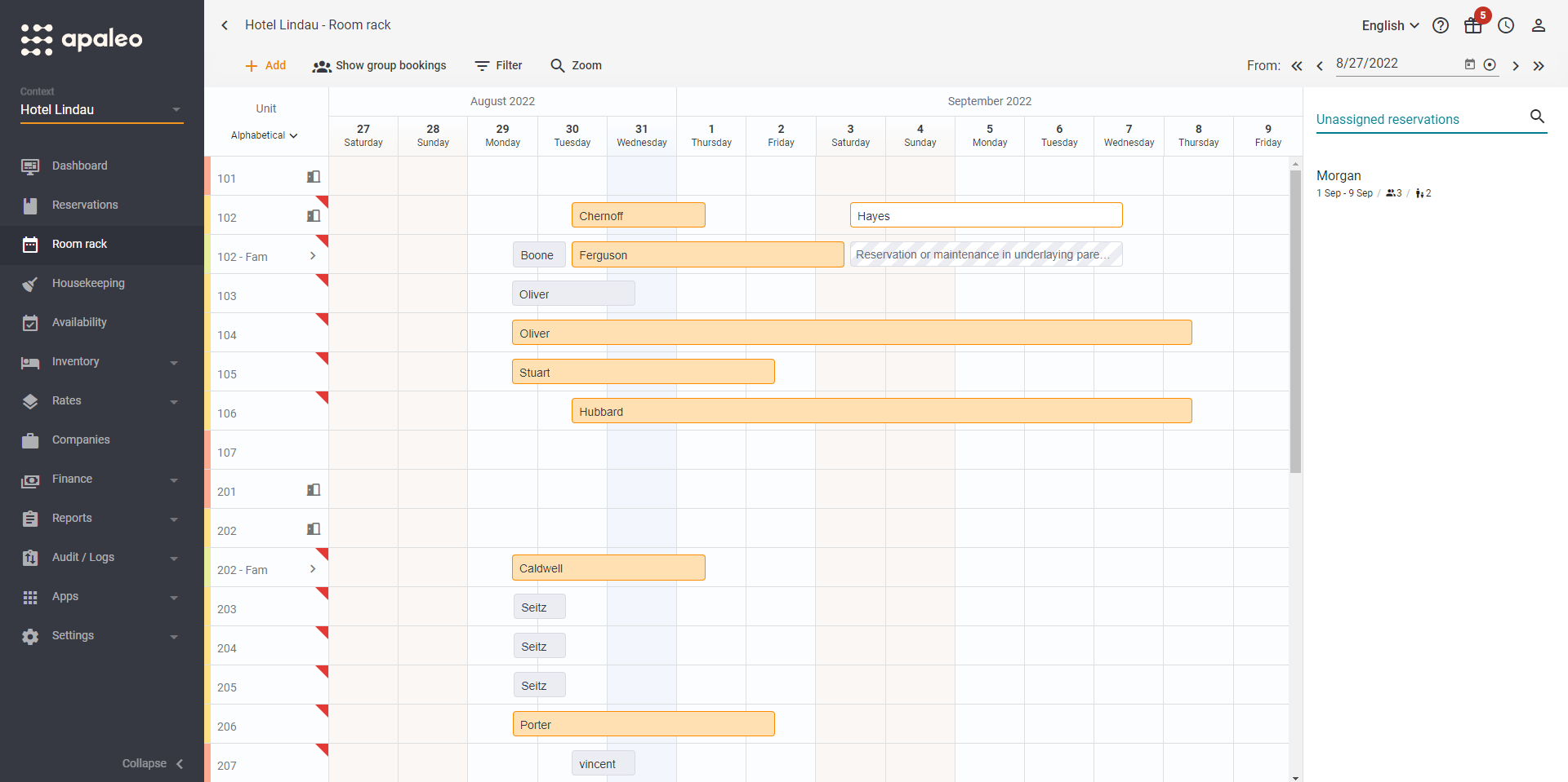 Apaleo Software - Apaleo Room Rack