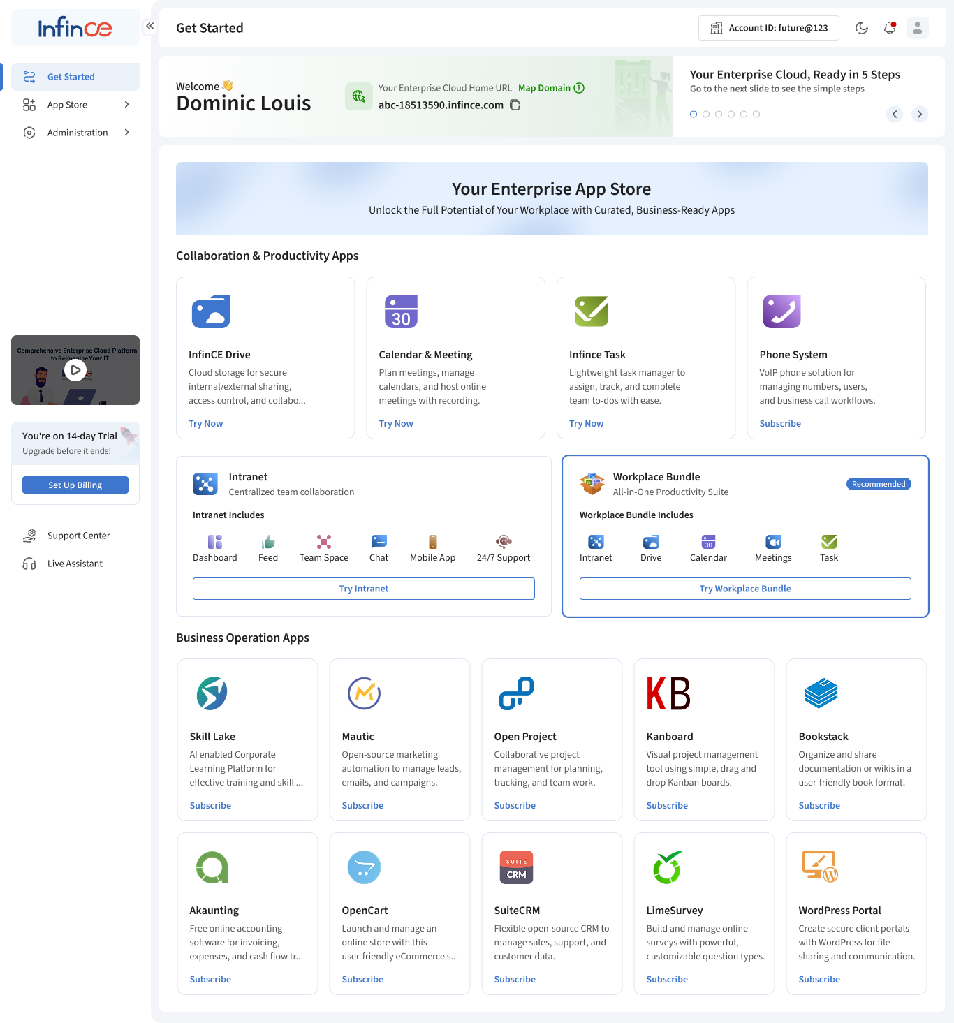 Infince screenshot: App Marketplace