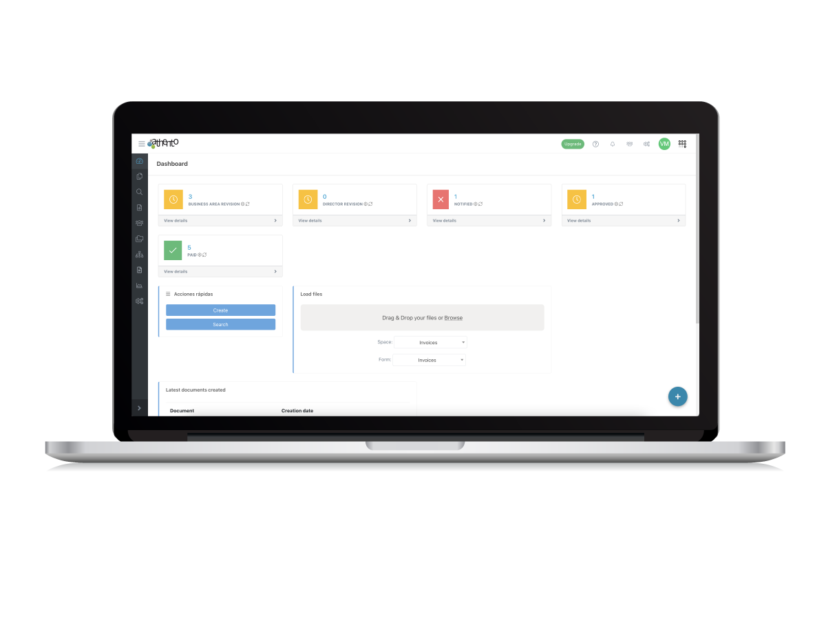 Athento screenshot: Athento's dashboard