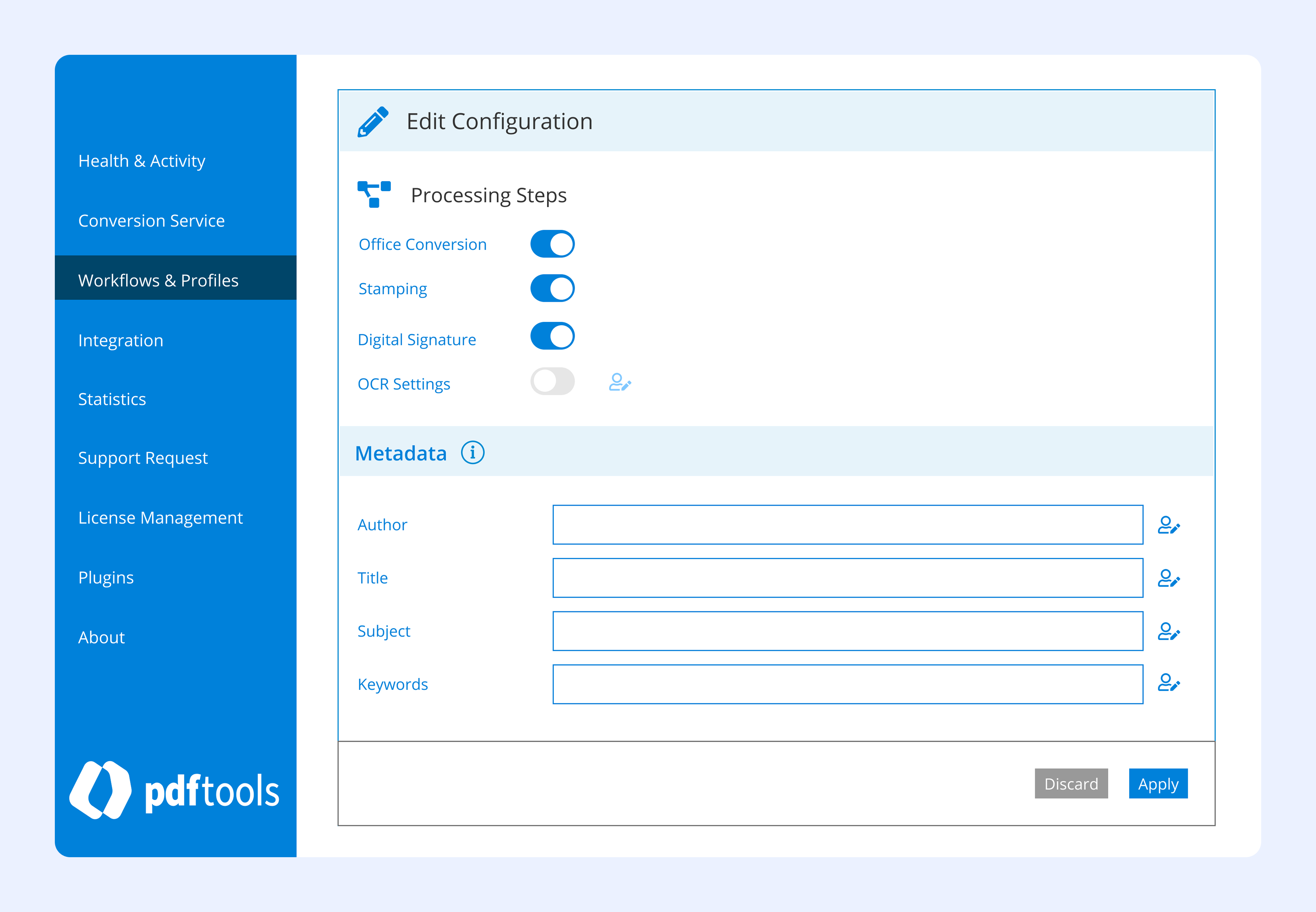 Conversion Service screenshot: Conversion Service configurator