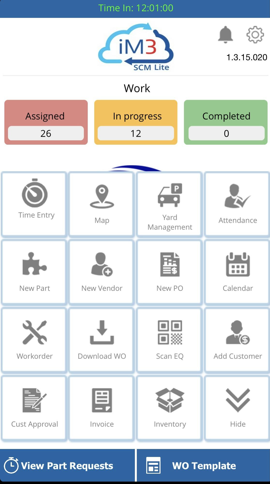 iM3 SCM Suite Software - Web & Mobile Application (IOS/Android): Work Order Management, Preventive Maintenance, Clock-in & Clock-out, Attendance, Work Calendar.