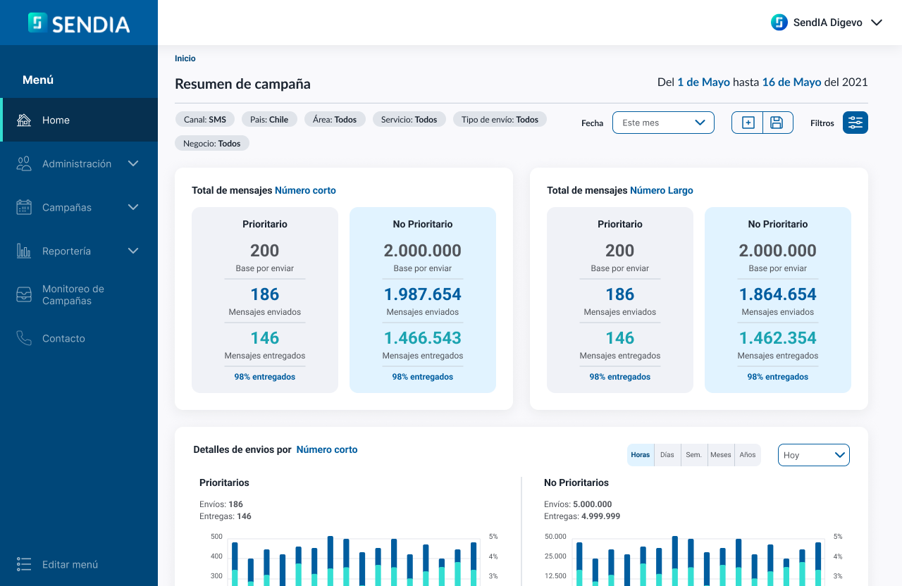 SendIA screenshot: SendIA home