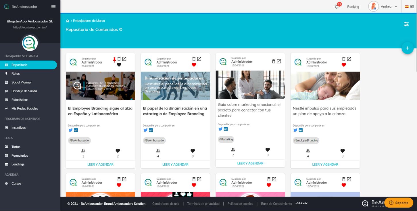 BeAmbassador screenshot: Content Library BeAmbassador