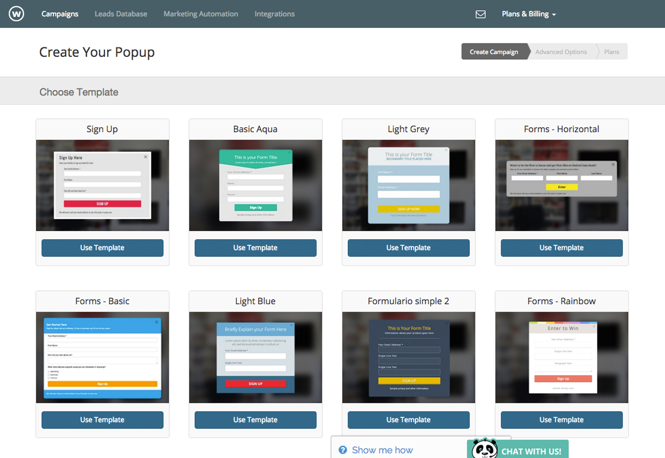 Wishpond Software - Users can design different kinds of targeted website popups with Wishpond