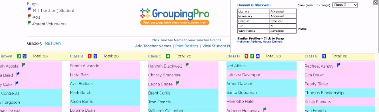 GroupingPro change student's class