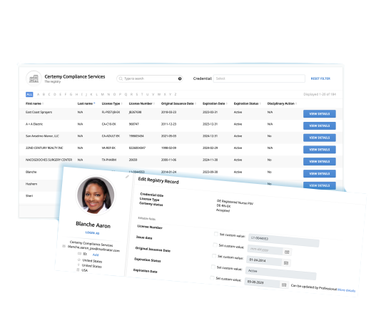 License Tracking with Reports & Dashboards. Visualize compliance with occupational and facility licenses, certifications, permits, and other credentials across your organization at a glance.