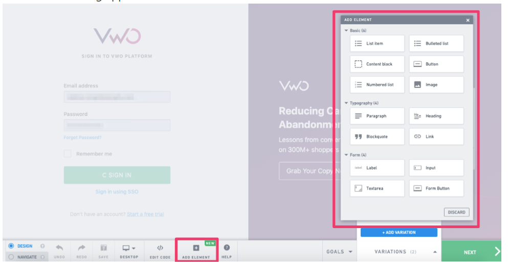VWO Testing Software - VWO Testing visual editor