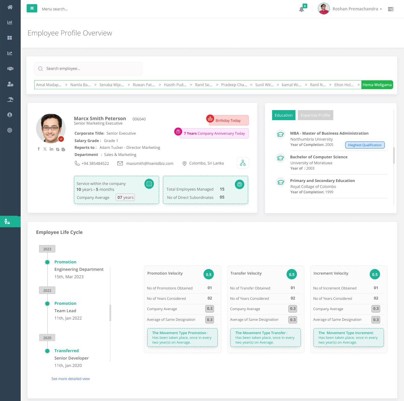 PeoplesHR screenshot: Gain a complete view of employee information in one centralized platform, making data access and management seamless and efficient.