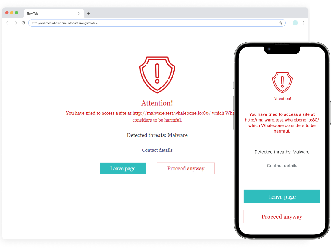 Whalebone screenshot: Whalebone Blocking Page