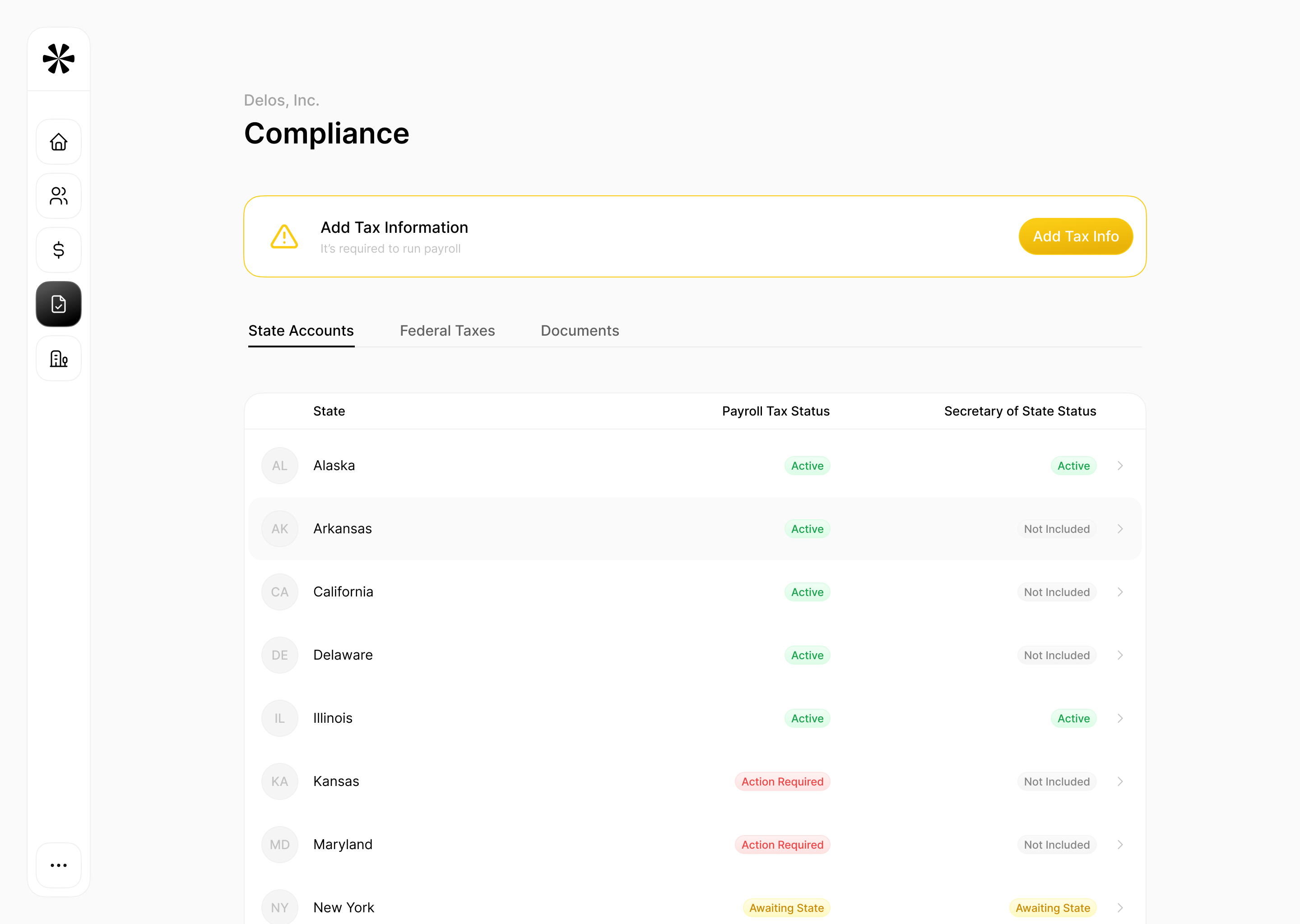Warp screenshot: Warp compliance manager