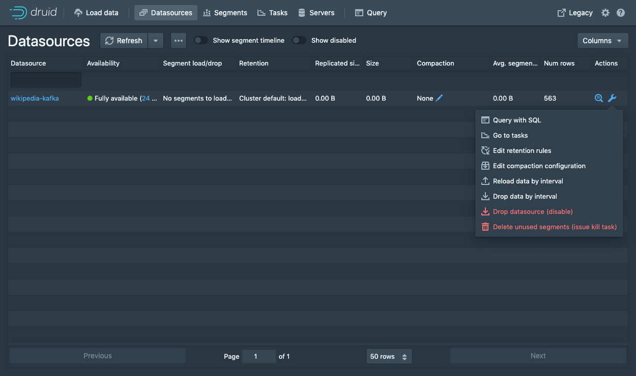 Apache Kafka screenshot: Apache Kafka datasources