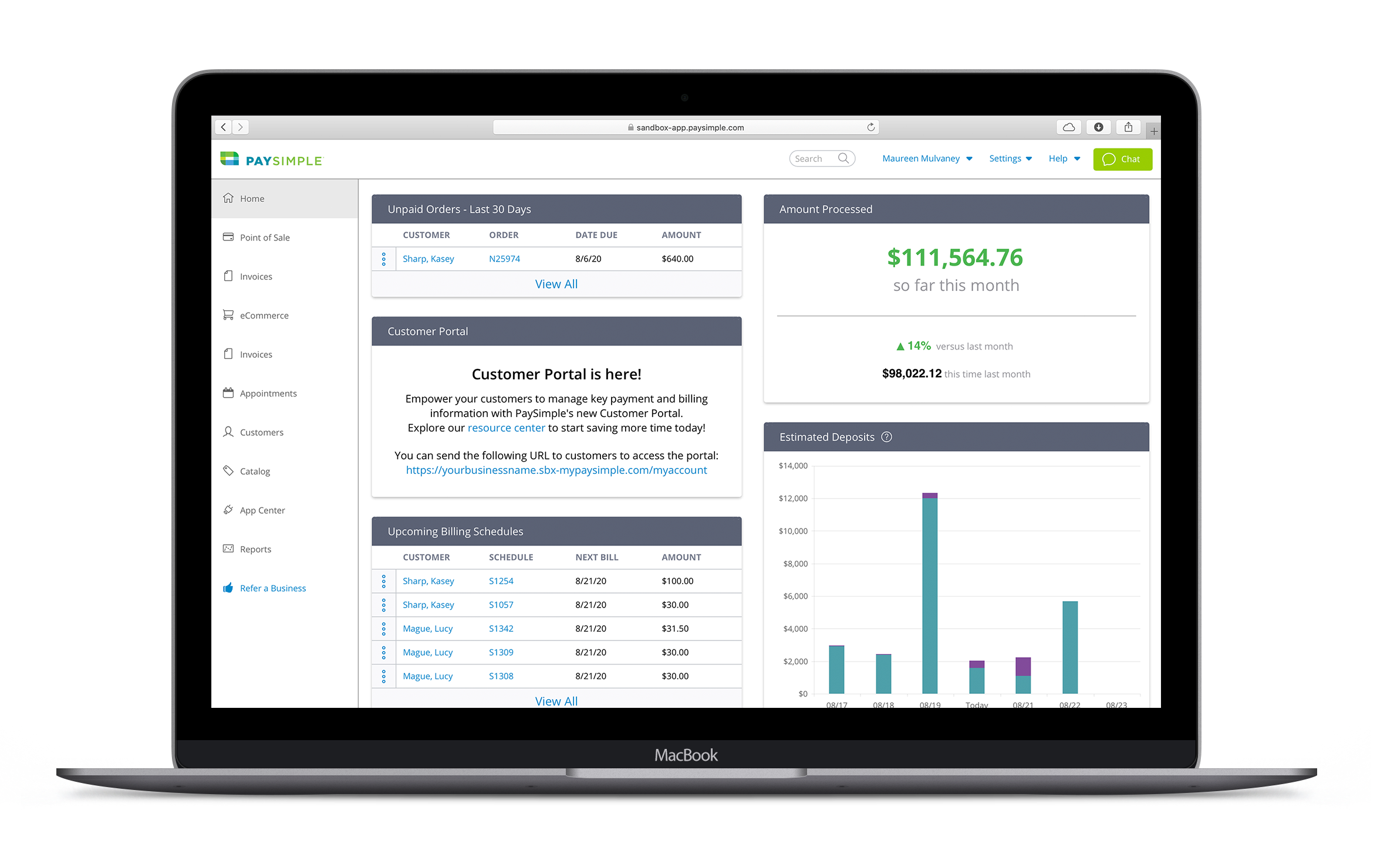PaySimple Software - View your business at a glance with a dynamic dashboard