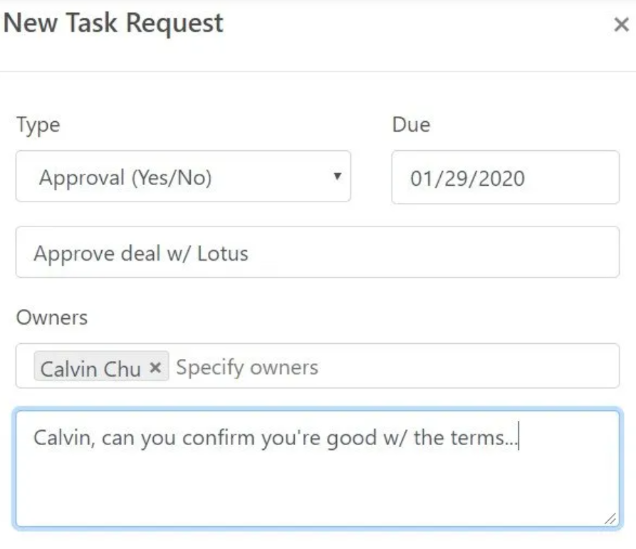QvikList new task request