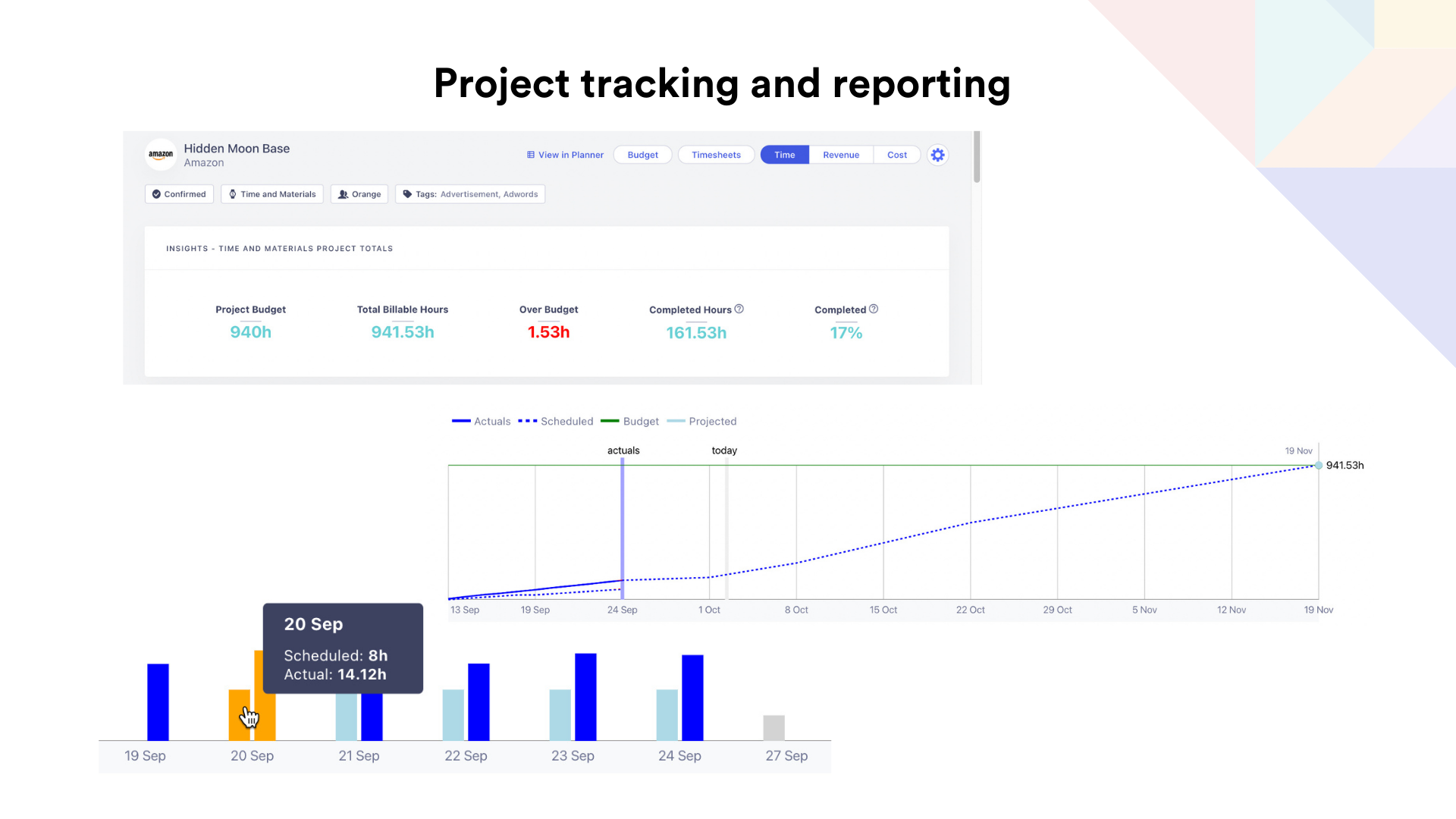 Runn Software - Compare actual hours with scheduled hours, and see whether your project is under or over-budget.
